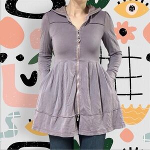 Green Dragon | Purple Stretchy Full Zip Boho Lagenlook Babydoll Hoodie